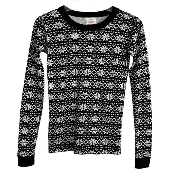 Hanna Andersson pajamas Top Children's Size 12 Organic Cotton Snug Fit Snowflake - Picture 1 of 13